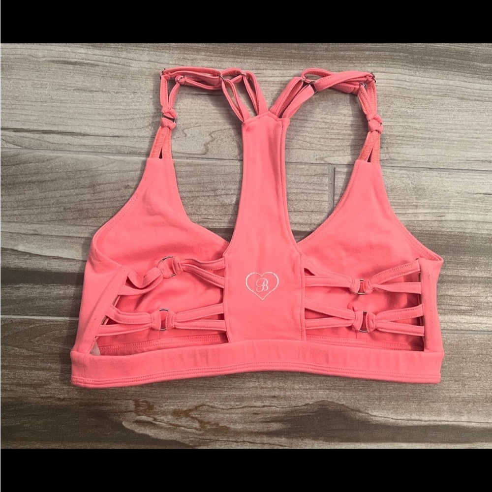 Bombshell sportswear tickle my back braid coral peach Sports Bra medium m